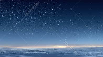 Winter Solstice Night Banner Showing Star-Filled Sky Over Snowy Field With Northern Glow on Horizon