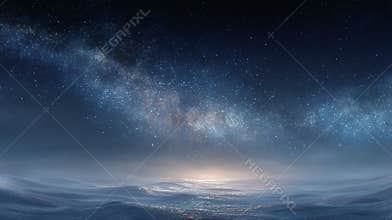Winter Solstice Night Banner With a Star-Filled Sky Over a Snowy Field and a Northern Glow on the Horizon