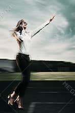 Running business woman