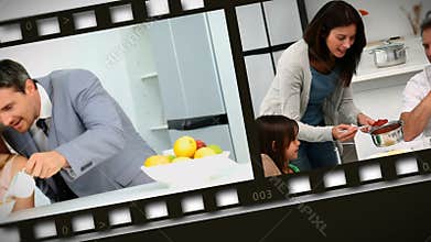 Montage of families at home