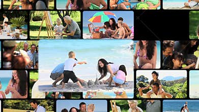 Montage of families outdoors