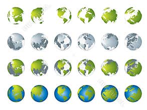 World map, 3D globe series