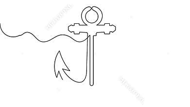 Ship anchor icon one line art animation seamless loop minimal design