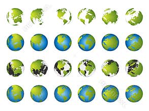 World map, 3D globe series