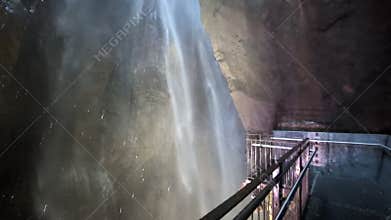Flowing water in Varone waterfall in Tentino Alto Adige