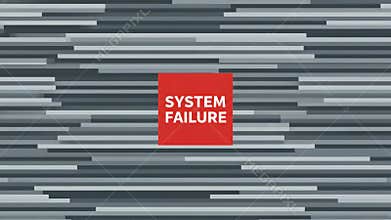 System failure warning message on glitchy screen