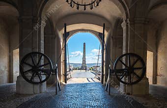 View of Horea Closca and Crisan Obelisk through Citadel Gate