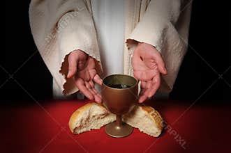 Hands of Jesus and Communion