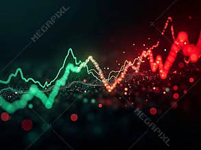 Abstract Neon Stock Market Chart Glow Background