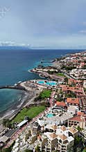Aerial View Of Costa Adeje Coastline And Resorts Tenerife Spain