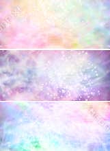 Misty sparkling pastel colored background banners x 3