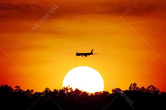 Aircraft in the sunset