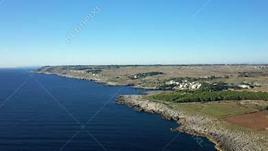 Rocky coastline of Porto Badisco, Italy