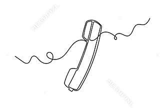 Continuous line art call symbol in simple modern minimalist outline illustration