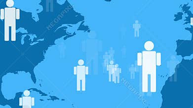 Icon People Moving around the World Map