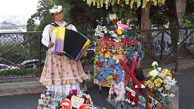 French Woman Accordion Player