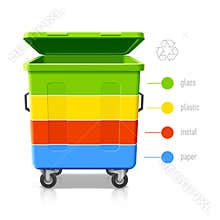 Recycling bins colors infographics