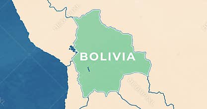 zoom in of a Bolivia map with most important cities and frontier lines