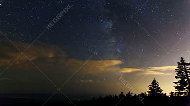 Time Lapse Movie of Milky Way with Moving Clouds and Shooting Stars at Night from Larch Mountain in Portland Oregon 1080p