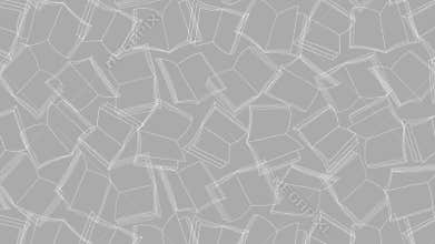 Hand-drawn open books flowing creative seamless loop animation. motion background.