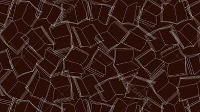 Hand-drawn open books flowing creative seamless loop animation. motion background.