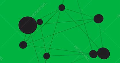 Abstract network linking black nodes over transparent background, showing overlapping blue discs