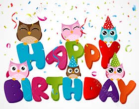 Happy birthday card with owl