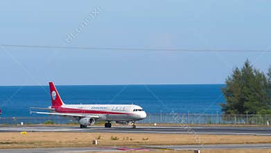 Airbus A321 of Sichuan Airlines on the runway