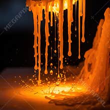 Molten Wax Dripping in Warm Orange Light