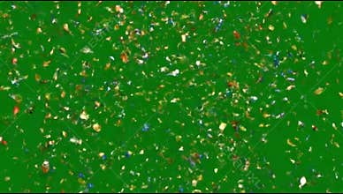 Colors confetti of various shapes falling on Green screen 4K stock video