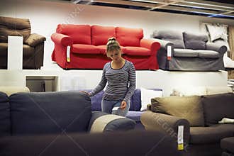 Woman shopping for furniture and home decor