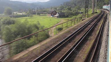 Passenger train rides to Carpathian over the bridges