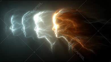 Exploring the Transformation of Human Expression Through Light and Energy in a Captivating Visual Journey