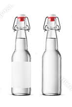 Glass 330ml bottles with swing-top caps for craft beverages and drinks isolated on white