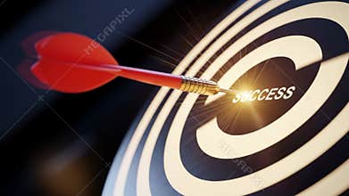 Dart Hits \'SUCCESS\' Bullseye Target with Golden Glow