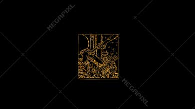 Stroke Animation Astronomer Scientist Galileo Galilei Black Background