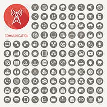 Communication icons with black background