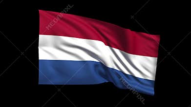 Seamless looping Netherlands flag waving in the wi