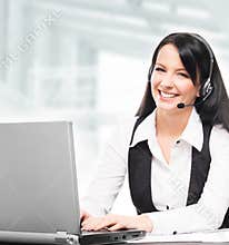 Young, confident and beautiful customer support operator
