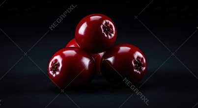 Vibrant red cherries stacked on dark background fresh fruit macro photography healthy eating concept