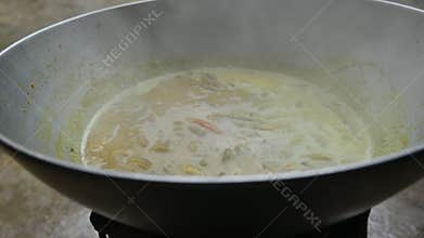 Small Snakehead or Channa orientalis fish curry.