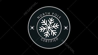 North Pole Certified circular badge with snowflak