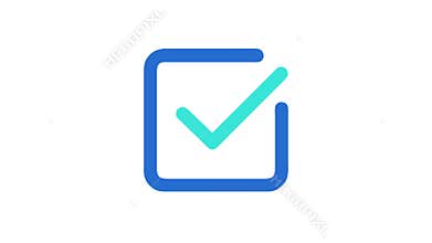 Blue check mark icon illustration on white background