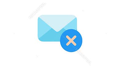 Blue envelope with cancel sign over white background