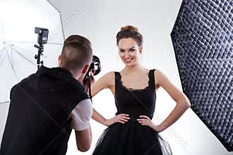 Photographer and model working together