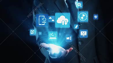 Data backup cloud system network connection concept Gist