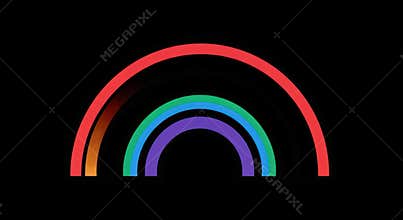 Abstract Rainbow Arches on Black Background - Colorful Minimalist Design