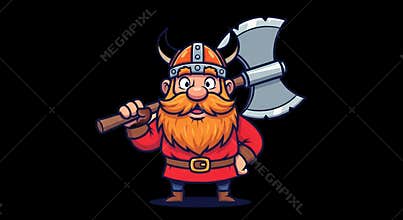 Cartoon Viking Warrior with Axe