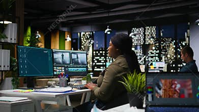 African american videographer working in video production industry