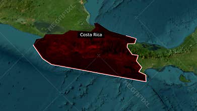 Country Costa Rica Marked on World Map